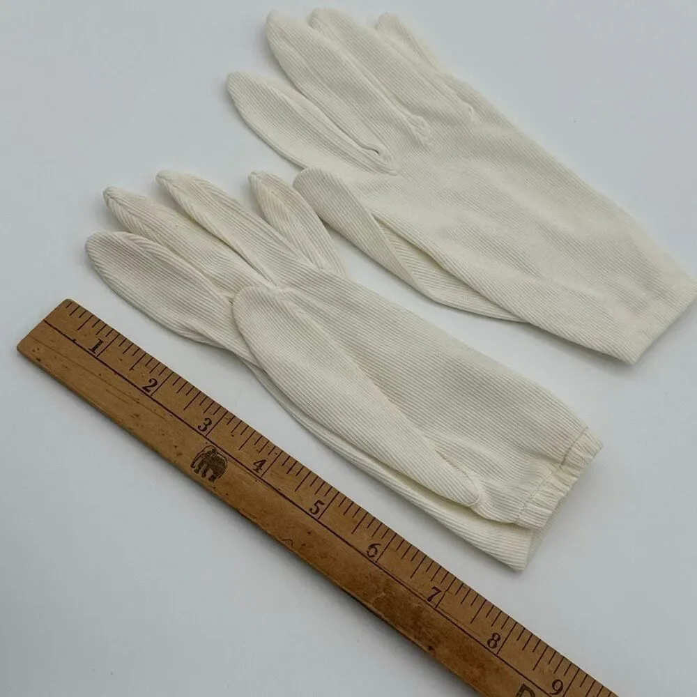 1960s Wear Right West Germany Ribbed Ivory Gloves Mod Daywear‎ Size 7